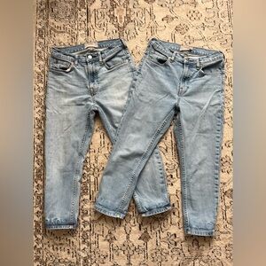 Set of 2 Everlane High Rise Ankle Jeans - Light Wash Cut Offs Size 27